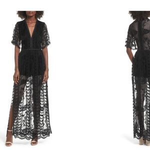 Lace Overlay Romper Dress